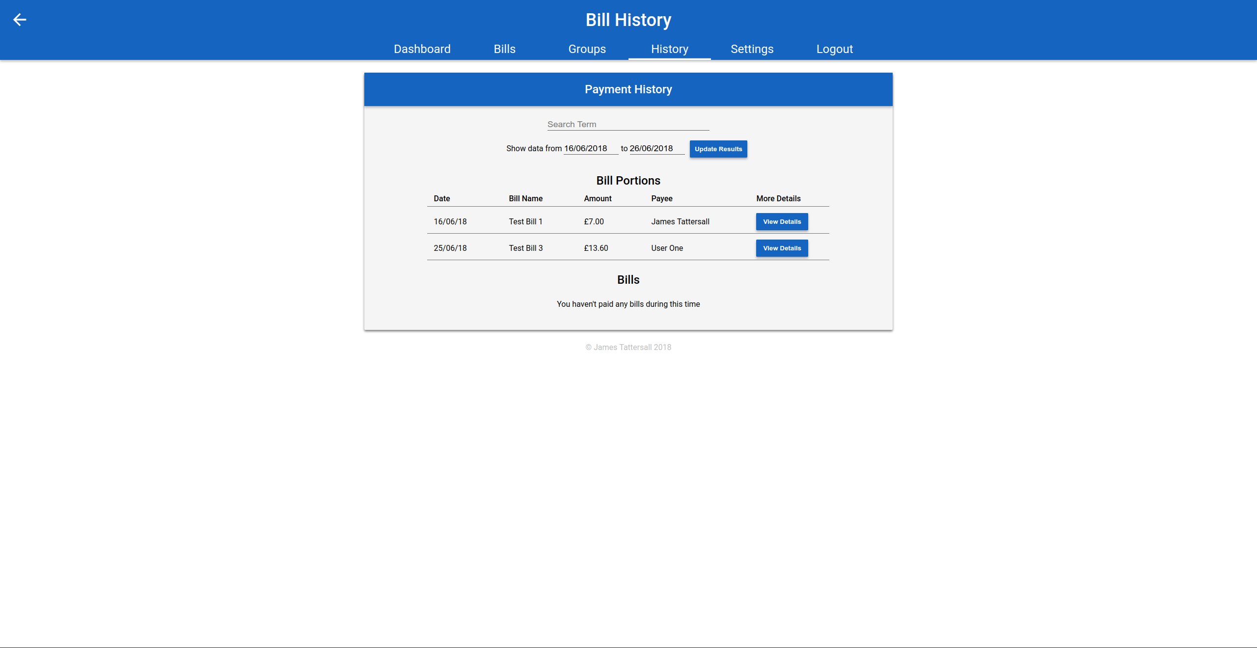 Payment history