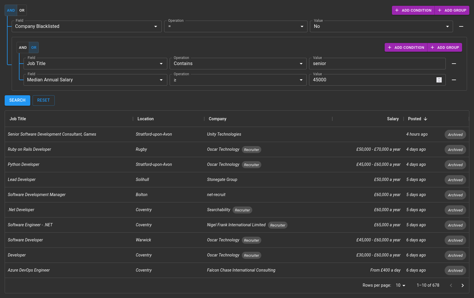 ODataGrid example showing query builder and data grid